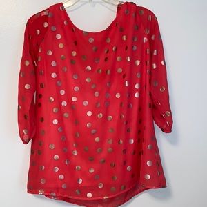 Hot Pink and Gold polka Dot Judith March Blouse
